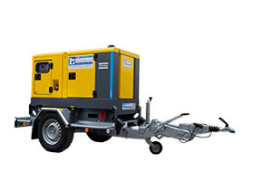Stromaggregat Atlas Copco QAS 20 fahrbar und stationär bei Landesberger München